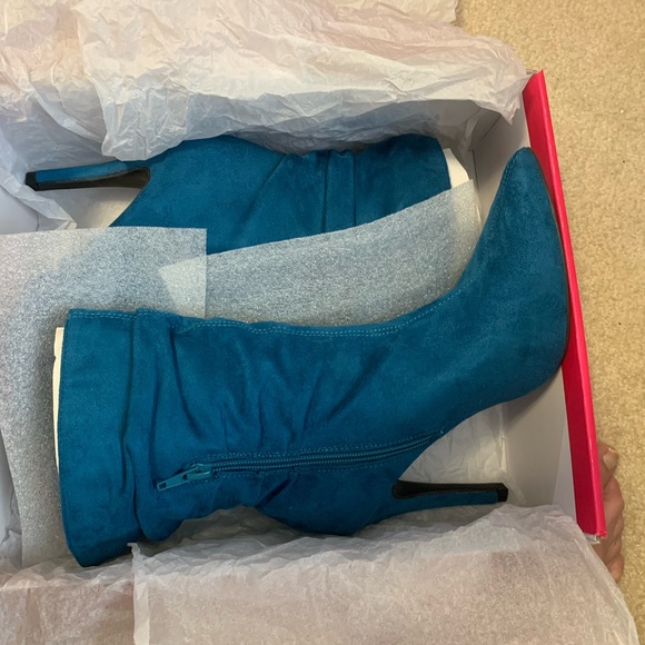 Shoe Dazzle Teal suede heeled boots 8.5 $27 - Picture 5 of 8